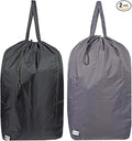 Washable Travel Laundry Bag with Handles and Drawstring, Heavy Duty Large Enough to Hold 3 Loads of Laundry, Fit a Laundry Basket or Clothes Hamper, 27.5x34.5 in,Grey and Black