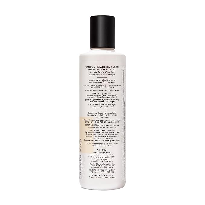 SEEN Shampoo - Scented - Non-Comedogenic & Sulfate-Free Hair Shampoo- Dermatologist-Developed - Safe for Sensitive & Acne Prone Skin