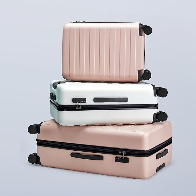 Carry on Luggage 22 X 14 X 9 Airline Approved, 20 Inch Luggage for 3-5 Days Travel, Double Spinner Wheels, 100% Hardshell PC, TSA Lock (04-Pink (Basic), Carry-On 20-Inch)