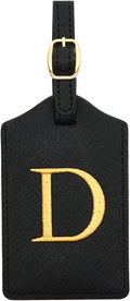 Luggage Tag PU Leather for Suitcase Baggage Handbag Travel Bag Label Suitcase Tag Suitcase Label Tag w. Name Card & Privacy Cover (D)