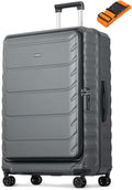 Checked Luggage, 28 Inch Luggage with Spinner Wheels, Large Suitcase with Lightweight PC Hard Shell, Aluminum Frame, Top Opening, YKK Zipper, TSA Lock (Grey, 1PC)