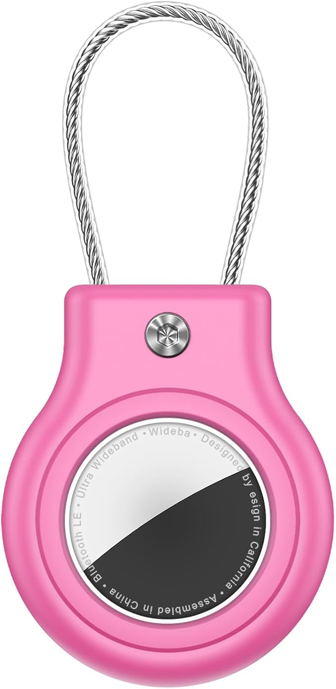 Waterproof Airtag Holder,Airtag Case with Secure Lock,Airtags Keychain for Apple Airtag,Anti-Lost Protective Cover Air tag Accessories for GPS Item Finder Tracker Luggage,Bag,Key,Pet,Cat,Dog-Rose Pink