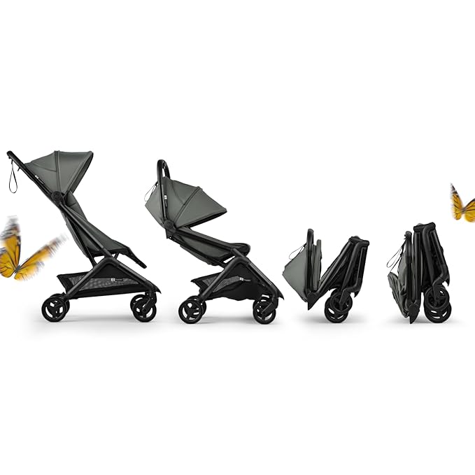 Bugaboo Butterfly 2 Travel Stroller, Ultra-Compact One-Second Fold, Lightweight and Airplane-Friendly (Green)