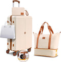 Hoteel 3 Piece Luggage Set with Spinner Wheels (4-YEAR WARRANTY), Carry on Luggage for Travel with TSA Lock, Hardshell ABS+PC Suitcase Set, 20" Suitcase + Expandable Duffel Bag + Cosmetic Bag(Beige)