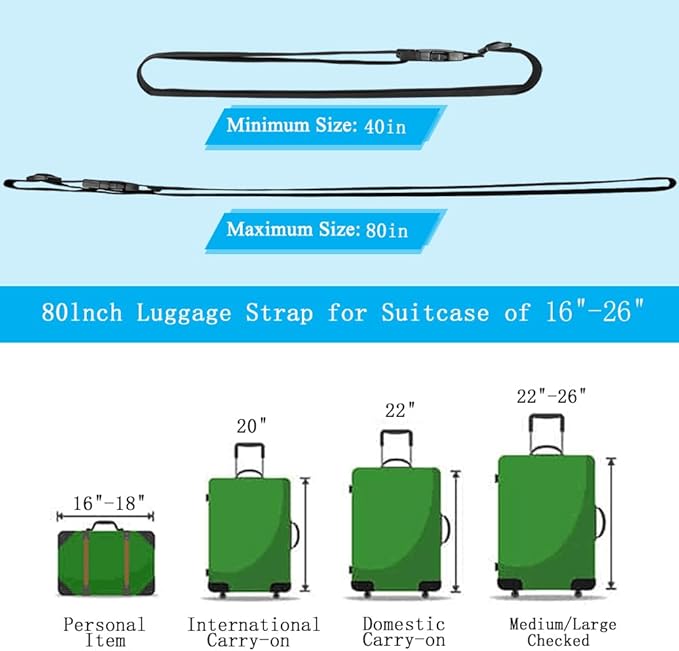 4Pcs Luggage Straps for Suitcase Travel Accessories TSA Approved, 80In Long Belts to Keep Your Suitcase Secure, Adjustable Bag Straps with Quick-Release Buckle for Travel Bag Closure, Rose