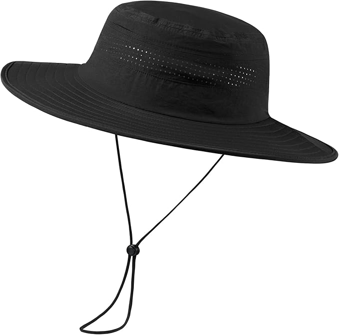 UPF 50+ Foldable Brim Water-Resistant Sun Bucket Hat with Laser Perforated Mesh Adjustable for Men Women Outdoor