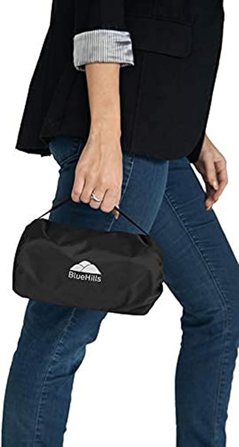 BlueHills Ultra Compact Travel Blanket 2 Pack Large Soft Cozy Portable Blanket Sheet with Carry Case and for Flight Airplane Car Layover Camping Hotel C203-2PK-Black