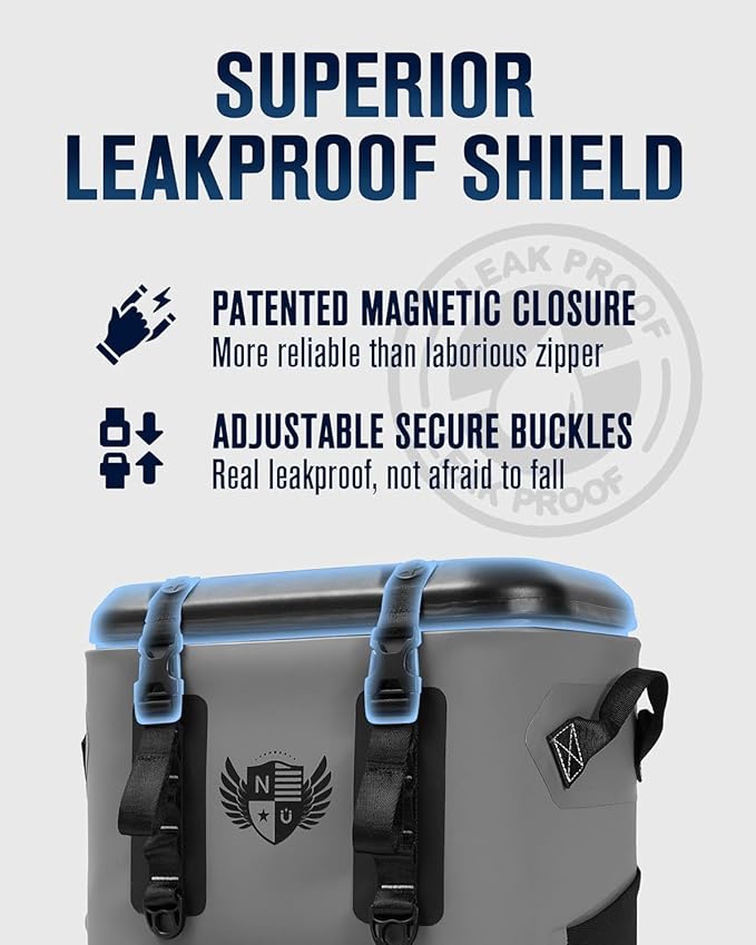 Magnetic Soft Cooler, Zipperless Soft Sided Cooler Bag for Men & Women, Insulated Backpack Coolers for Tailgating, Beach, Lunch, Picnic, Kayak