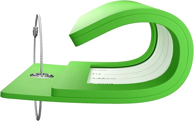 Gostwo 2 Pack Luggage Tags for Suitcases, 26 Initial Letter Travel Luggage Baggage Identification Labels ID Tag Fully Bendable Tags with Stainless Steel Loop (Green) (Letter J)