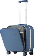 mixi Carry On Luggage, 18” Suitcase with Front Laptop Pocket, Travel Luggage Aluminum Frame PC Hardside with Spinner Wheels & TSA Lock and Cover (Not for Underseat), Sapphire Blue