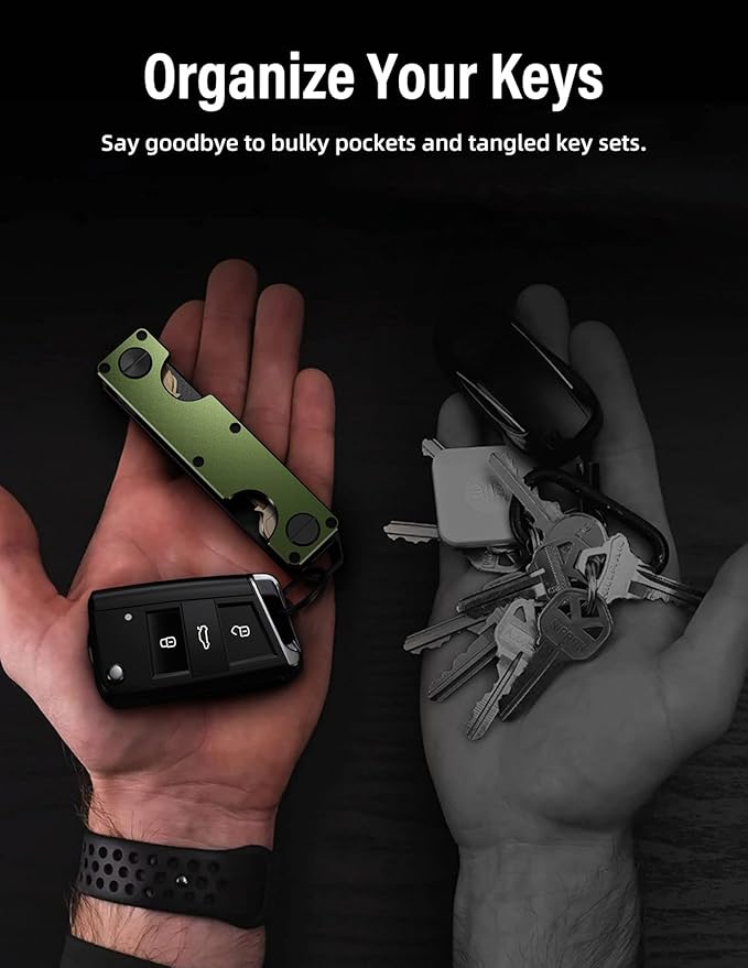 Key Organizer Key Holder Compact Key Case Minimalist Metal Key Chain Key Holder for Keychain Secures 8-10 Keys EDC