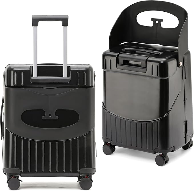 22 Inch Hardside Checked Luggage with Child Seat - 40L Spinner Suitcase W/TSA Lock, Aircraft-Grade ABS+PC Shell & Commercial Wheels for Family Travel