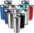 HASLE OUTFITTERS 20oz Tumblers Stainless Steel Mugs with Lid Double Wall Vacuum Insulated Coffee Cups for Cold & Hot Drinks (20oz-Mix, 12 Pack)
