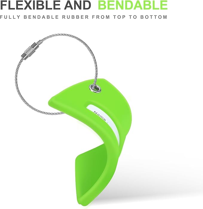 8 Pcs Luggage Tags for Suitcases, 26 Initial Letter Travel Luggage Baggage Identification Labels ID Tags Fully Bendable Tags with Stainless Steel Loop (Letter L, Green)