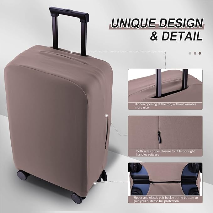 Travel Luggage Cover Suitcase Protector Scratch-Resistant Fit 19-31 Inch Suitcase, Not Included Suitcase (Khaki, L(26-27 inch))