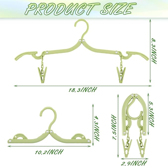 Maitys Folding Travel Hangers, 12 Pieces, Colorful, Plastic, Anti-Slip, Portable, Lightweight, Easy to Carry