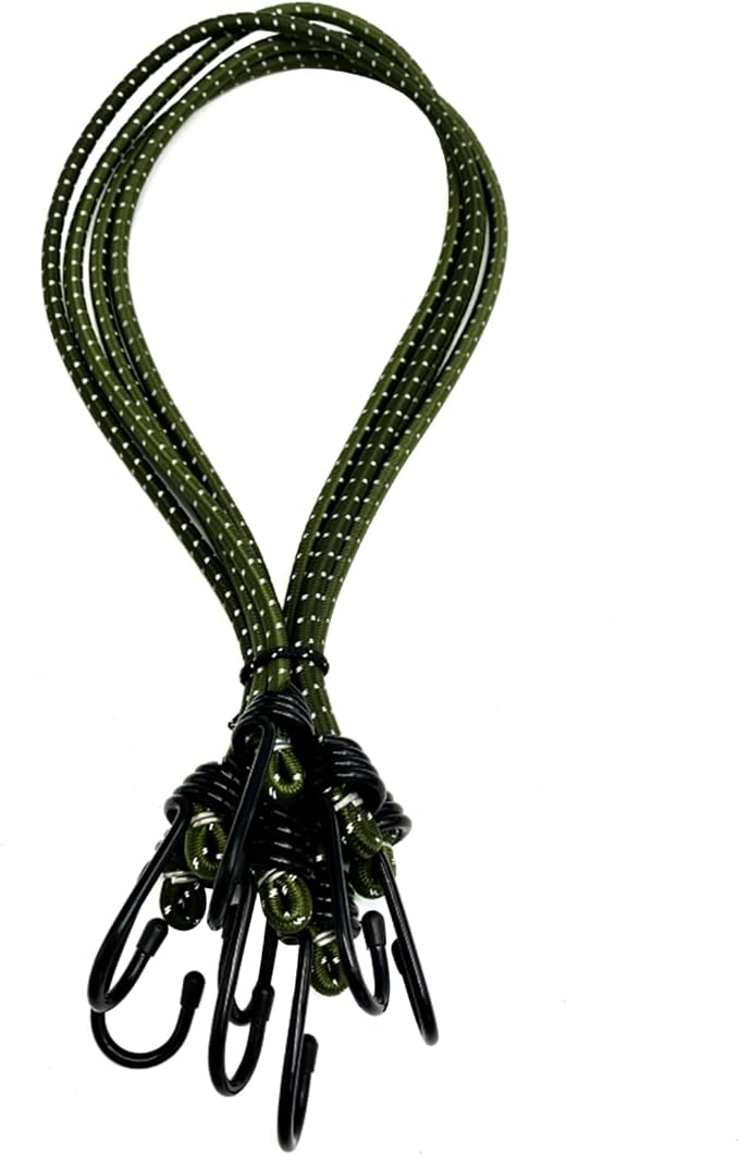 Bungee Cord Luggage Cord Resilience 40 Inch 4 Pieces for SecuringTents, Tarps, Luggage ，Truck, ATV Off-Road Motorcycle Bicycle Riding,Multi-Scenario Applicable (Green)