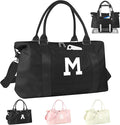 Initial Travel Duffel Bag Sports Gym Bag for Boys Teen Birthday Gifts,Black Personalized Weekender Bag Carry On Tote Bags for Men,Waterproof Overnight Luggage Bag Airplane Travel Essentials(Letter M)