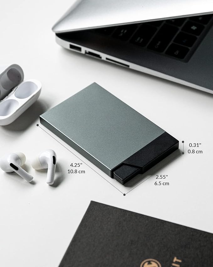 VULKIT Pop up Card Holder Minimalist Credit Card Holder RFID Blocking Slim Metal Card Case for Men or Women(Space Grey)