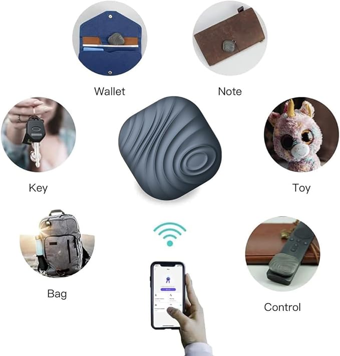 Findhting Key Finder - Bluetooth Tracker Item Locator with Key Chain for Keys Pet Wallets or Backpacks and Tablets (Dark Blue)