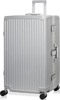 AnyZip Luggage Aluminium Frame Suitcase Hard Shell TSA Lock No Zipper 28In Silver