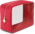 Clear Makeup Bag Zipper Pouch, Transparent Cosmetic Case Organizer, TSA Approved Travel Toiletry Case, Travel Accessories Essentials Makeup Tote for Women, Large Cute Make up Bag for Purse - Ruby