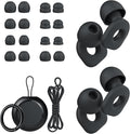 2 Pairs of Ear Plugs for Sleeping,Reusable Hearing Protection Earplugs with 8 Pairs Ear Tips & One Connector Cord,Soft Ear Plugs for Noise Reduction,Concert,Musician & Work - 25dB-30dB