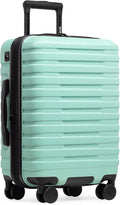 U.S. Traveler Boren Polycarbonate Hardside Rugged Travel Suitcase Luggage with 8 Spinner Wheels, Aluminum Handle, Mint, Carry-on 22-Inch, USB Port