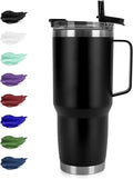 HASLE OUTFITTERS 30oz Tumbler With Handle, Insulated Travel Coffee Mug With Straw Leak-Proof Double Wall Stainless Steel Vacuum Tumblers Metal Cup with Straw for Hot and Cold Drink