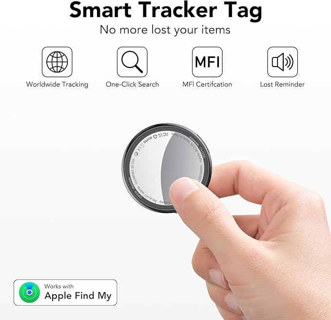 2025 New [Apple MFi Certified] (iOS Only) Air Tracker Tags-2 Pack, Bluetooth Tracker for Apple Find My, Replaceable Battery, Key Finder and Item Locator Smart Tag for Keys, Bags, Luggage, Pets, Wallet
