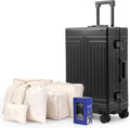 All Aluminum Magnesium Carry On Luggage，Cut from Whole Aluminum Sheet，22x14x9 Airline Approved ，（3rd Generation，Premium Magnesium Metal zipperless suitcase ） (black, 24inch)