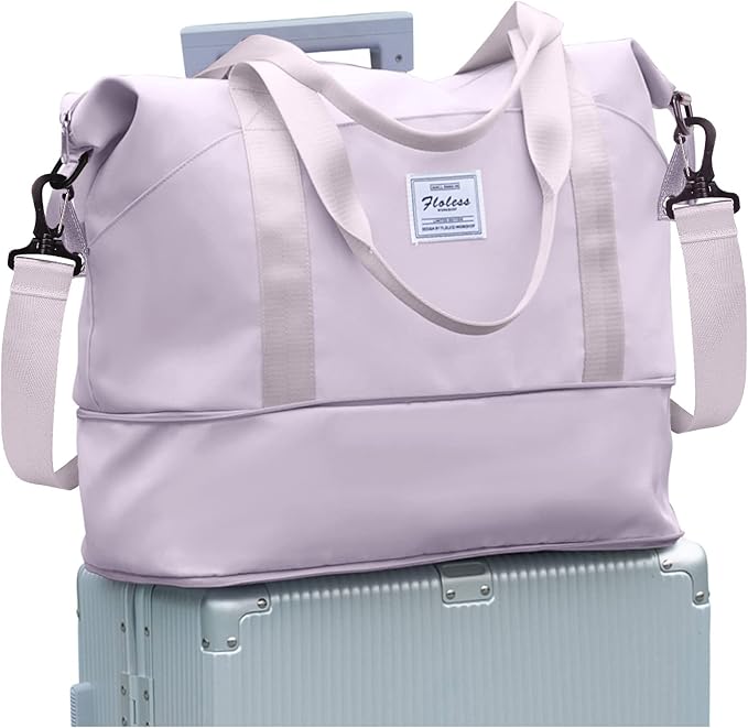 Travel Duffel Bag, Sports Tote Gym Bag, Shoulder Weekender Overnight Bag for Women