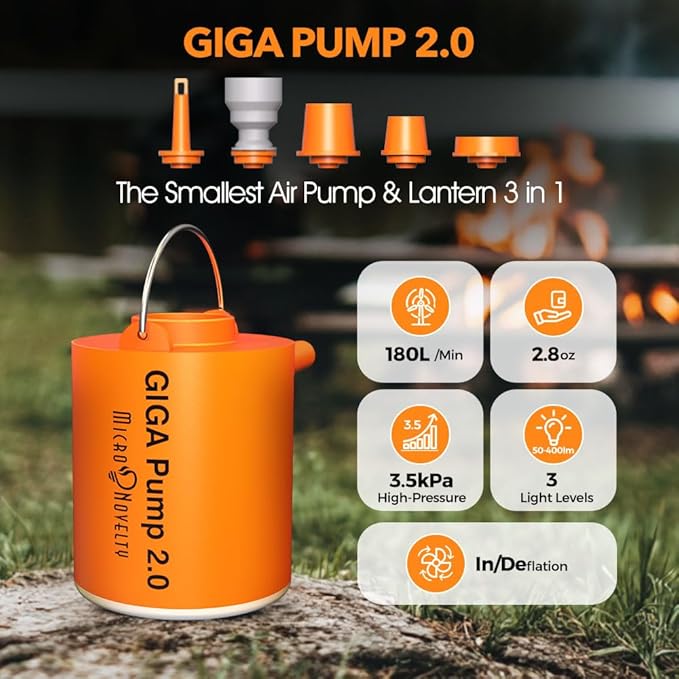 Portable Air Pump for Inflatables, Ultra-Light 2.8oz Rechargeable Mini Air Mattress Pump with Camping Light, Inflate Deflate for Air Mattress,Pool Floats, Vacuum Storage Bags
