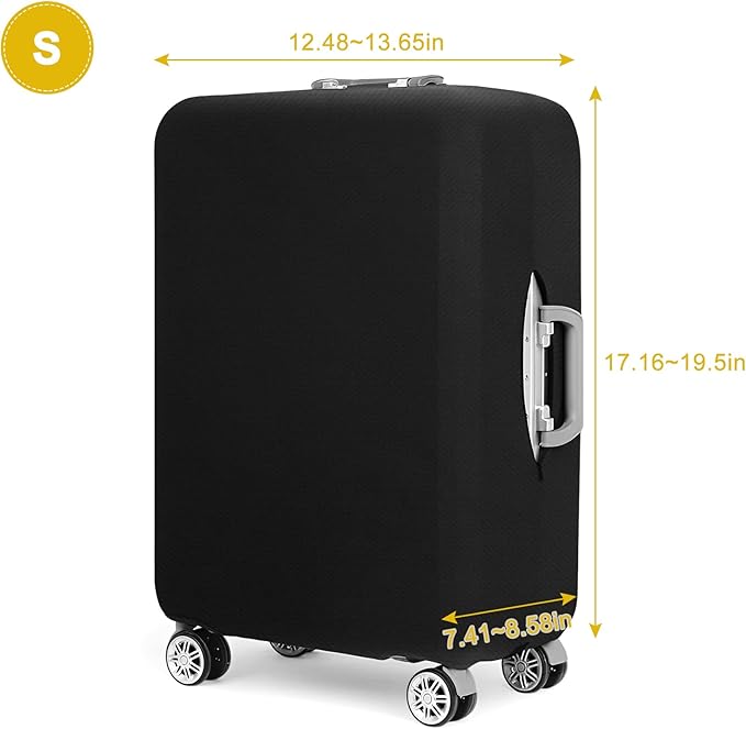 20 Inch PVC Luggage Protector Covers for TSA Approved Clear Suitcase Cover Protector Transparent Luggage Protective Cover Set (Black, Suitable for 19"-20")