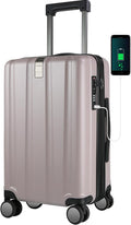 KROSER Hardside Expandable Carry On Luggage with Spinner Wheels & Built-in TSA Lock, Durable Suitcase Rolling Luggage with USB Port, Carry-On 20-Inch, Matte Purple/Pink