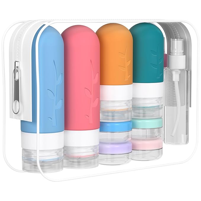 16 Pack Travel Bottles Set - TSA Approved Leak Proof Silicone Squeezable Containers for Toiletries, Conditioner, Shampoo, Lotion & Body Wash Accessories (16 pcs/G3 Pack)