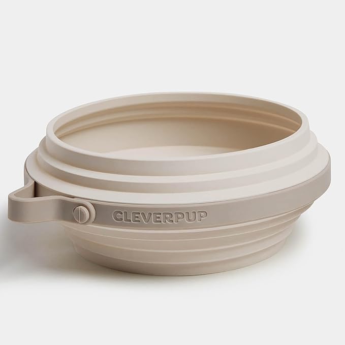 Nomad Large Collapsible Dog Bowl - 4 Cup Food-Safe Silicone Travel Bowl for Dogs, Portable & Sturdy, Food/Water, Dishwasher Safe - Sand