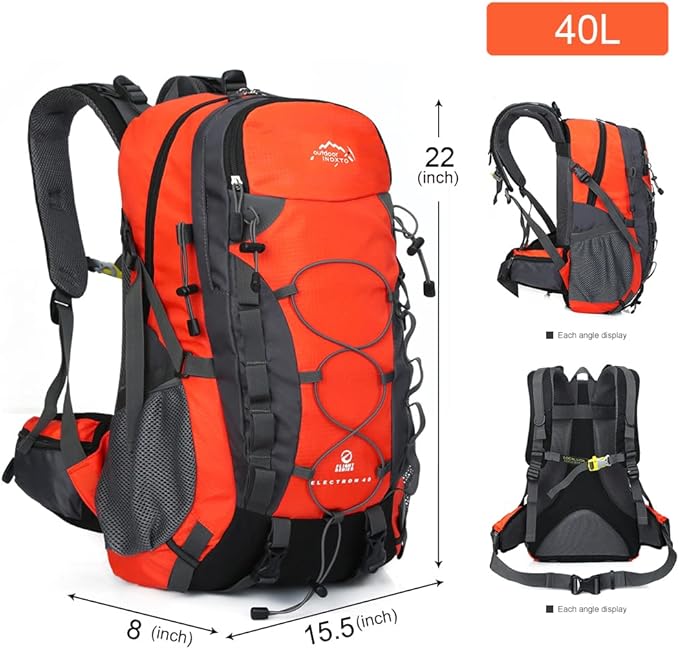 INOXTO lightweight Hiking Backpack 35L/40L Hiking Daypack with Waterproof Rain Cover for Travel Camping Outdoor Men and Women