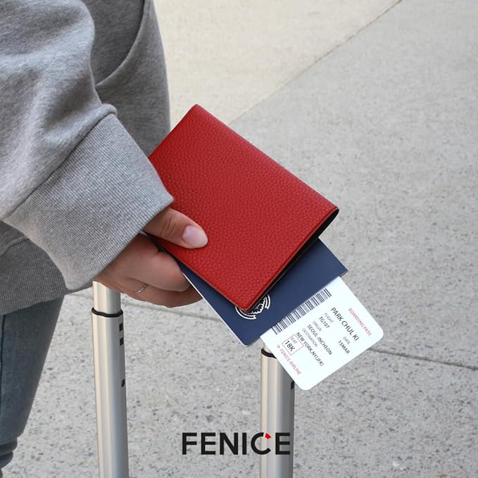Fenice Classic Passport Cover Holder Wallet Case for Travel Essential RFID Blocking Vegan Leather Waterproof (IVORY)