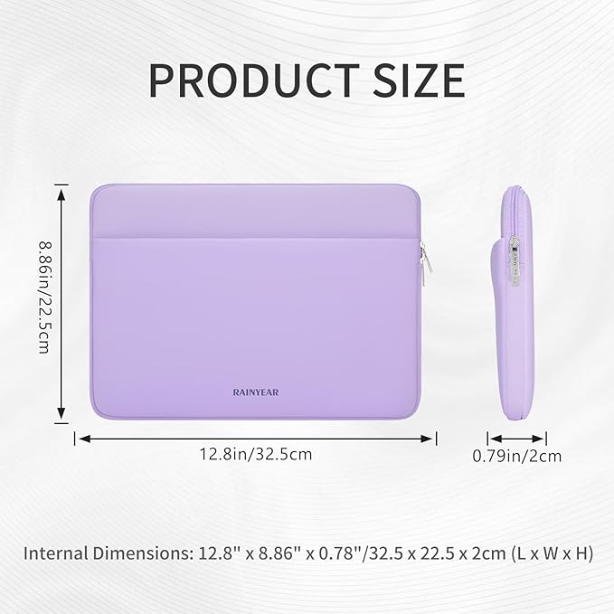 RAINYEAR Laptop Sleeve Case 11-13 Inch, Protective Portable Case with Front Pocket, Briefcase Computer Cover Laptop Bag Compatible with MacBook Air/Pro, HP, Dell, Lenovo, Acer, Purple