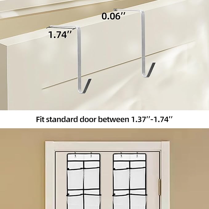 Over The Door Shoe Organizer, 14 Large Mesh Pockets Hanging Shoe Rack for Closet Organizers and Storage, White, 2-pack (white)