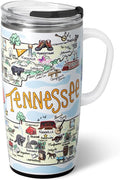 Swig Life 22oz Travel Mug, Insulated Tumbler with Handle and Lid, Travel Coffee Mug, Cup Holder Friendly, Stainless Steel 22 oz Tumbler, Reusable Insulated with Lid (Tennessee)