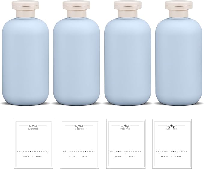 ASEVAT 6.7oz 4pack Refillable Travel Shampoo and Conditioner Bottles, Travel Size containers, Travel Bottle for toiletries, Squeeze Bottles with Flip Cap, Empty Plastic Leak Proof Travel Bottles