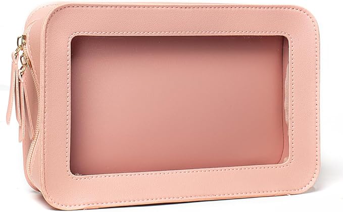 Clear Makeup Bag Small, TSA Approved Portable Toiletry Bag with Zipper Cosmetic Travel Bag Makeup Organizer Case Mini Makeup Pouch for Purse Car Organizer Bag for Women Men