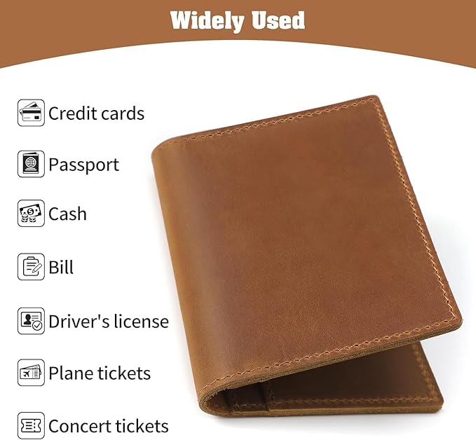 Jack&Chris Leather Passport Holder, Handmade Passport cover, Travel Wallet Cover Case for Men and Women, Leather Travel Documents Organizer Protector, Brown-Red, 2PC
