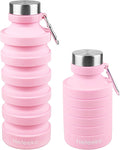 Nefeeko Collapsible Water Bottle, Reuseable BPA Free Silicone Foldable Water Bottles for Travel Gym Camping Hiking, Portable Leak Proof Sports Water Bottle with Carabiner