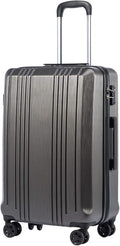 Coolife Luggage Suitcase PC+ABS with TSA Lock Spinner Carry on Hardshell Lightweight 20in 24in 28in (grey, L(28IN))
