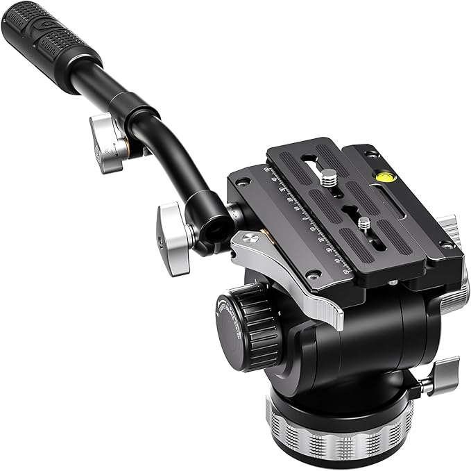 Leofoto LVC-253C+BV-20 Video Tripod, Twin Leg, Integrated Bowl, Leveling Base with Handle, 3 Leg Sections, Fluid Head Set, Lever Release Clamp