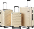 Luggage sets 3 piece with Spinner Wheels, PC Hard Shell Travel Luggage, Carry On suitcase with TSA Lock,YKK Zippers,Charcoal Metallic (Beige, 3 Piece Sets(20/24/28))