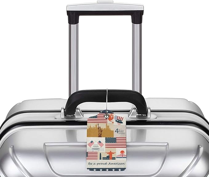 2 Pack Luggage Tag for Suitcase, Cute Unique Leather Suitcase Tags Identifiers with Privacy Name Address Labels & Durable Steel Loop for Women Men Travel
